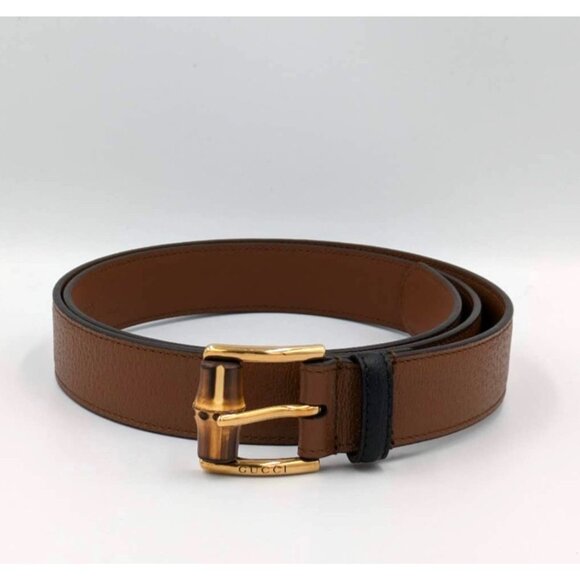 Gucci Dollar Pigprint Leather Bamboo Belt Brown 70cm 699954 main image 11